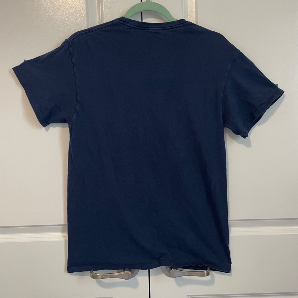 Navy Blue Graphic Tee with Red and Blue Design - Picture 2 of 7